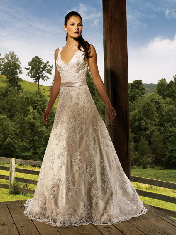 Orifashion HandmadeGraceful Alençon lace Wedding Dress AL116 - Click Image to Close